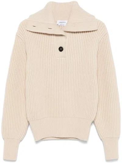 Alexander Mcqueen Ribbed-knit Sweater In Nude