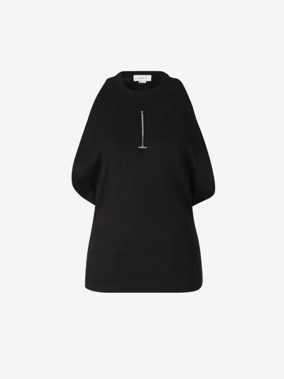 Alexander Mcqueen Ribbed Knit Top In Black