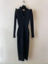 Alexander Mcqueen Ribbed-knit V-neck Midi Dress In Black