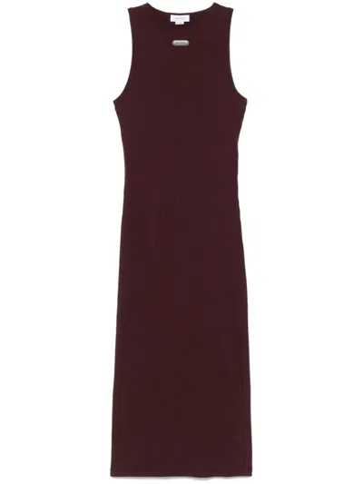 Alexander Mcqueen Ribbed Midi Dress In Red