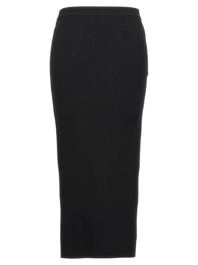 Alexander Mcqueen Ribbed Midi Skirt In Negro