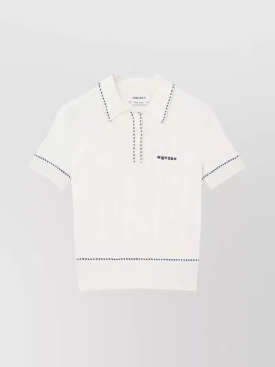 ALEXANDER MCQUEEN RIBBED POLO SHIRT CONTRAST TRIM