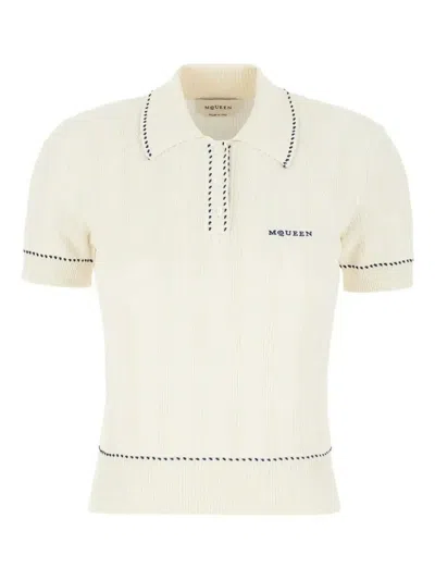 ALEXANDER MCQUEEN RIBBED POLO TOP