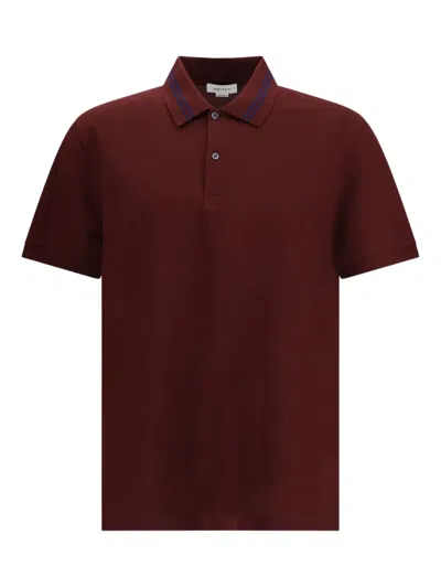 Alexander Mcqueen Ribbed Short-sleeve Polo Shirt In Burgundy