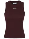 Alexander Mcqueen Logo Plaque Ribbed Tank Top In Burgundy