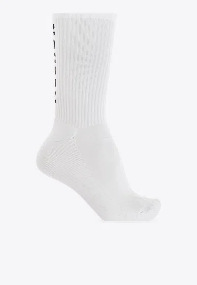 Alexander Mcqueen Ribbed Socks With Contrasting-logo In White
