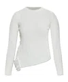 Alexander Mcqueen Ribbed-knit Asymmetric Top In White