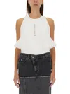 Alexander Mcqueen Draped Ribbed Tank Top In White