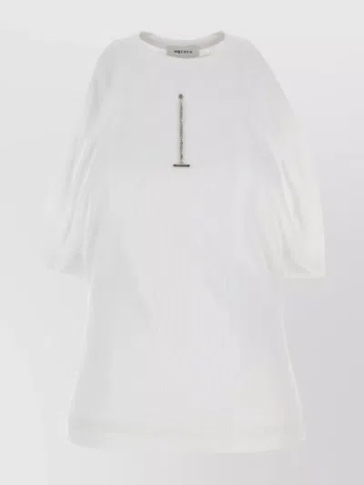 ALEXANDER MCQUEEN RIBBED TEXTURE STRETCH COTTON TOP