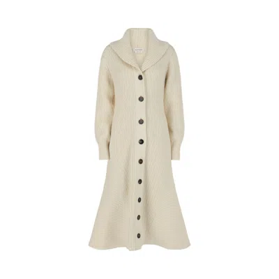 Pre-owned Alexander Mcqueen Ribbed Wool Cardigan Coat 'ivory' | Cream | Women's Size L