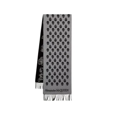 ALEXANDER MCQUEEN ALEXANDER MCQUEEN RIBBON REVERSE SCARF - WOOL - GREY