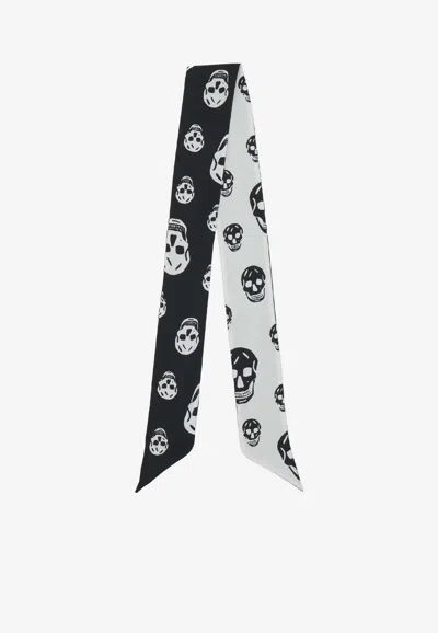 ALEXANDER MCQUEEN RIBBON SKULL SILK SCARF