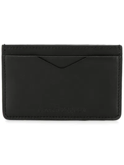 Alexander Mcqueen Ribcage Embossed Cardholder In Black