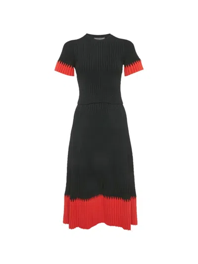 Pre-owned Alexander Mcqueen Rib-knit Top And Midi Skirt Set In Black