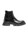 Alexander Mcqueen Ridged-sole Ankle Boots In Black