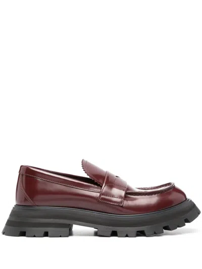 Alexander Mcqueen Leather Loafers Chunky Sole In Black