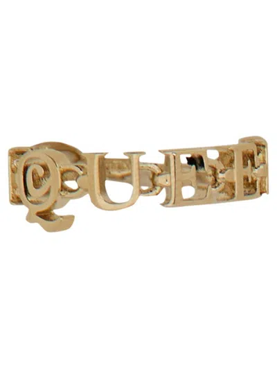 Alexander Mcqueen Chain Link Letter Design Ring In Gold