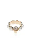 Alexander Mcqueen Ring With Shimmering Crystals In Gold