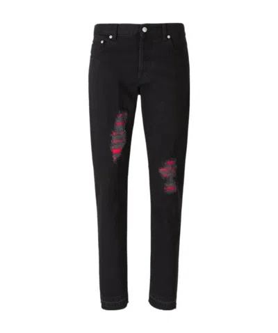 Alexander Mcqueen Ripped-detail Slim-fit Jeans In Black