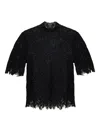 Alexander Mcqueen Black Knitted Cobweb Lace Top In Black