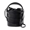 Alexander Mcqueen Logo Printed Drawstring Bucket Bag In Black