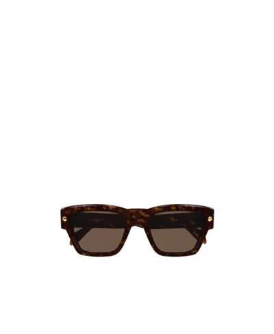 Alexander Mcqueen Rivet-detail Square-frame Sunglasses In Brown