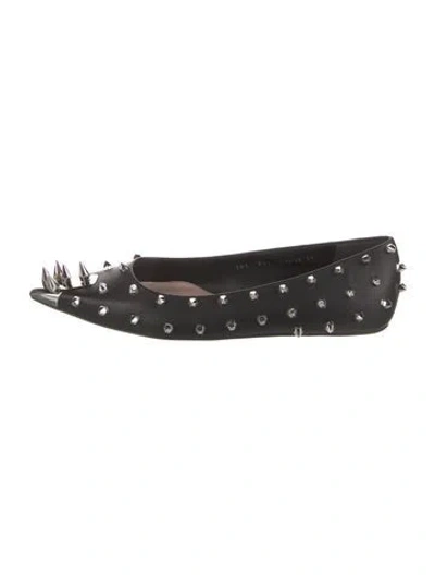 Pre-owned Alexander Mcqueen Rockstud Spike Leather Flats W/ Tags In Black
