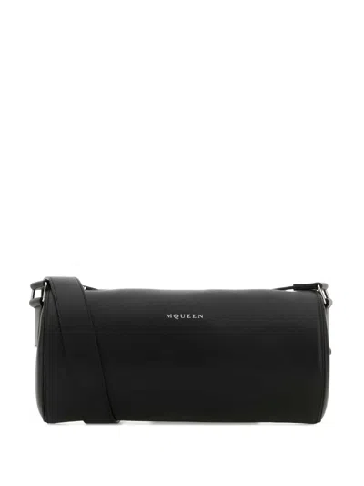 Alexander Mcqueen Roller Leather Shoulder Bag In Black