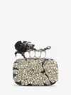 Alexander Mcqueen Rose & Snake Knuckle Clutch In Black/crystal