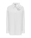 Alexander Mcqueen Rose-appliqué Cotton Shirt In White
