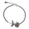 Alexander Mcqueen Chain Link Rose Bracelet With Adjustable Length In Silver