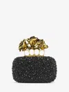 Alexander Mcqueen Rose Knuckle Clutch In Black