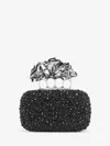 Alexander Mcqueen Rose Knuckle Clutch In Black
