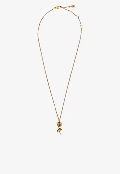 Alexander Mcqueen Rose Pendant Chain-linked Necklace