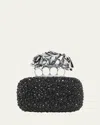 Alexander Mcqueen Rose Sculptural Crystal-encrusted Clutch Bag In Black