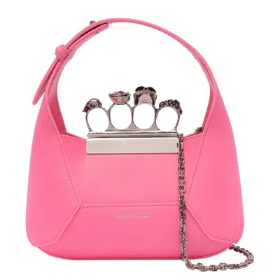 Alexander Mcqueen Rose The Jewelled Hobo Mini Bag In Pink