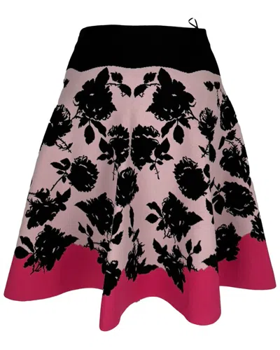 Pre-owned Alexander Mcqueen Rose-jacquard Knit Flare Midi Skirt, Size Int S (authentic Pre-loved)