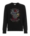 Alexander Mcqueen Round Collar Long Sleeve Sweater In Black