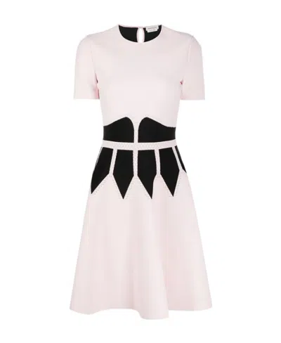 Alexander Mcqueen Round-collar Short-sleeve Dress In White