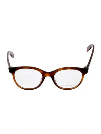 Pre-owned Alexander Mcqueen Round Eyeglasses In Brown