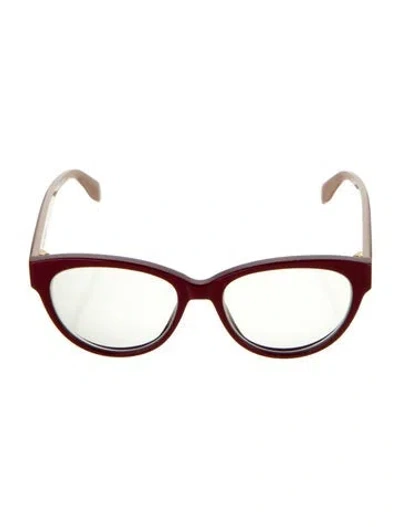 Pre-owned Alexander Mcqueen Round Eyeglasses In Red