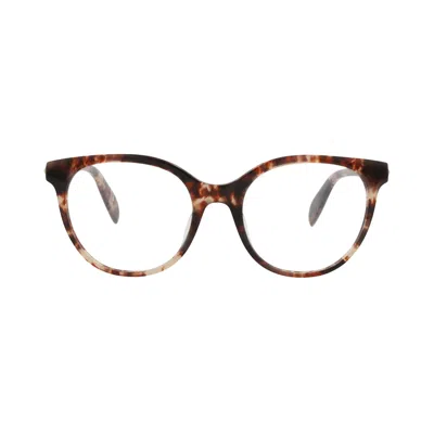 Pre-owned Alexander Mcqueen Round-frame Acetate Optical Frames 'avana Transparent' | Multi-color | Women's Siz