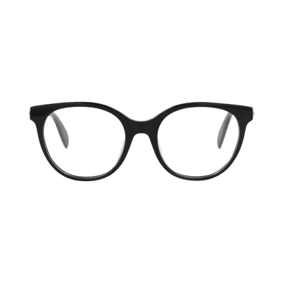 Pre-owned Alexander Mcqueen Round-frame Acetate Optical Frames 'black Transparent' | Women's Size Onesize