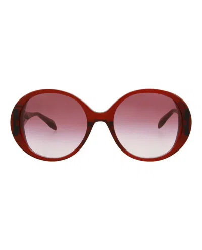 Alexander Mcqueen Round-frame Acetate Sunglasses In Burgundy