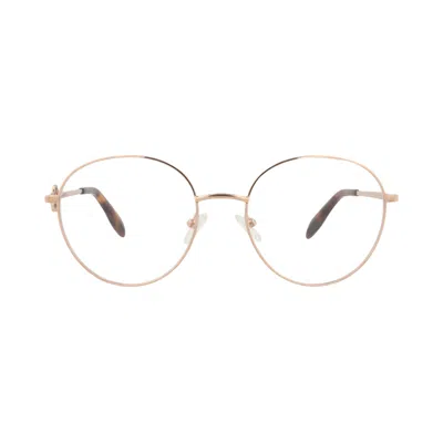 Pre-owned Alexander Mcqueen Round-frame Metal Optical Frames 'gold Transparent' | Women's Size Onesize