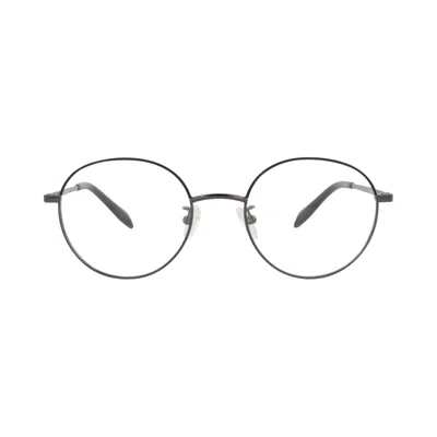 Pre-owned Alexander Mcqueen Round-frame Metal Optical Frames 'ruthenium/transparent' | Silver | Men's Size One