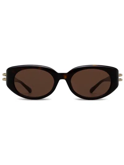 Alexander Mcqueen Brown Oval Ladies Sunglasses Am0469s 002 50 In Metallic
