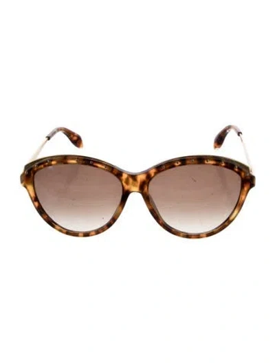 Pre-owned Alexander Mcqueen Round Gradient Sunglasses In Brown