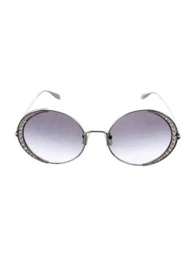 Pre-owned Alexander Mcqueen Round Gradient Sunglasses In Silver