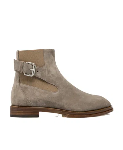 Alexander Mcqueen Round-headed Boots In Gray
